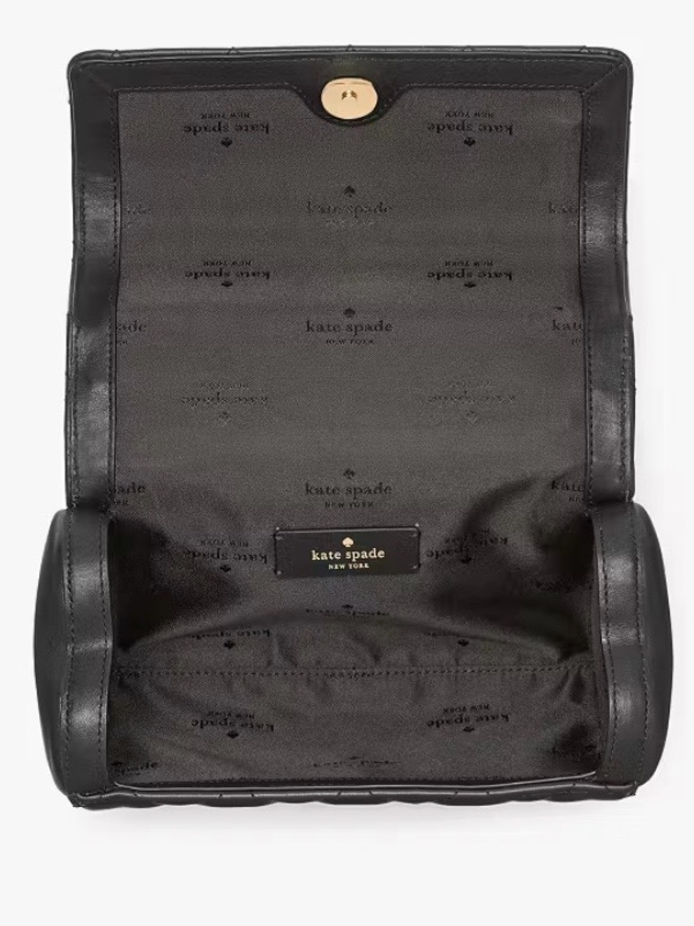 kate spade Heart Barrel Quilted Crossbody Black with Gold Hardware NWT - Picture 5 of 15